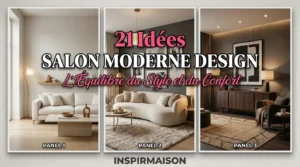Trois salons modernes design, idées équilibre style et confort.