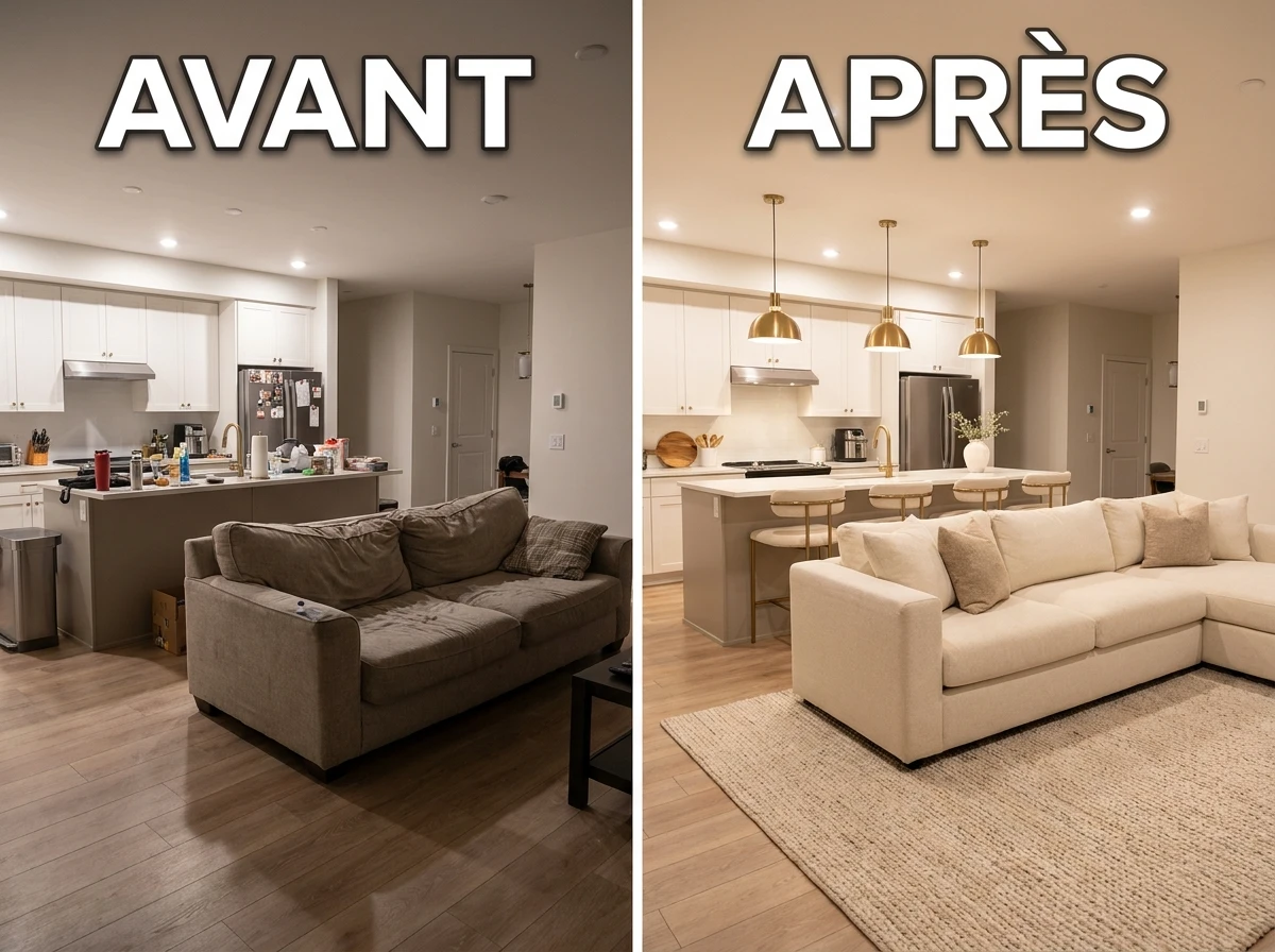 Salon ouvert sur cuisine: fluidité moderne