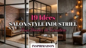 Ambiance salon style industriel avec canapé cuir et briques apparentes