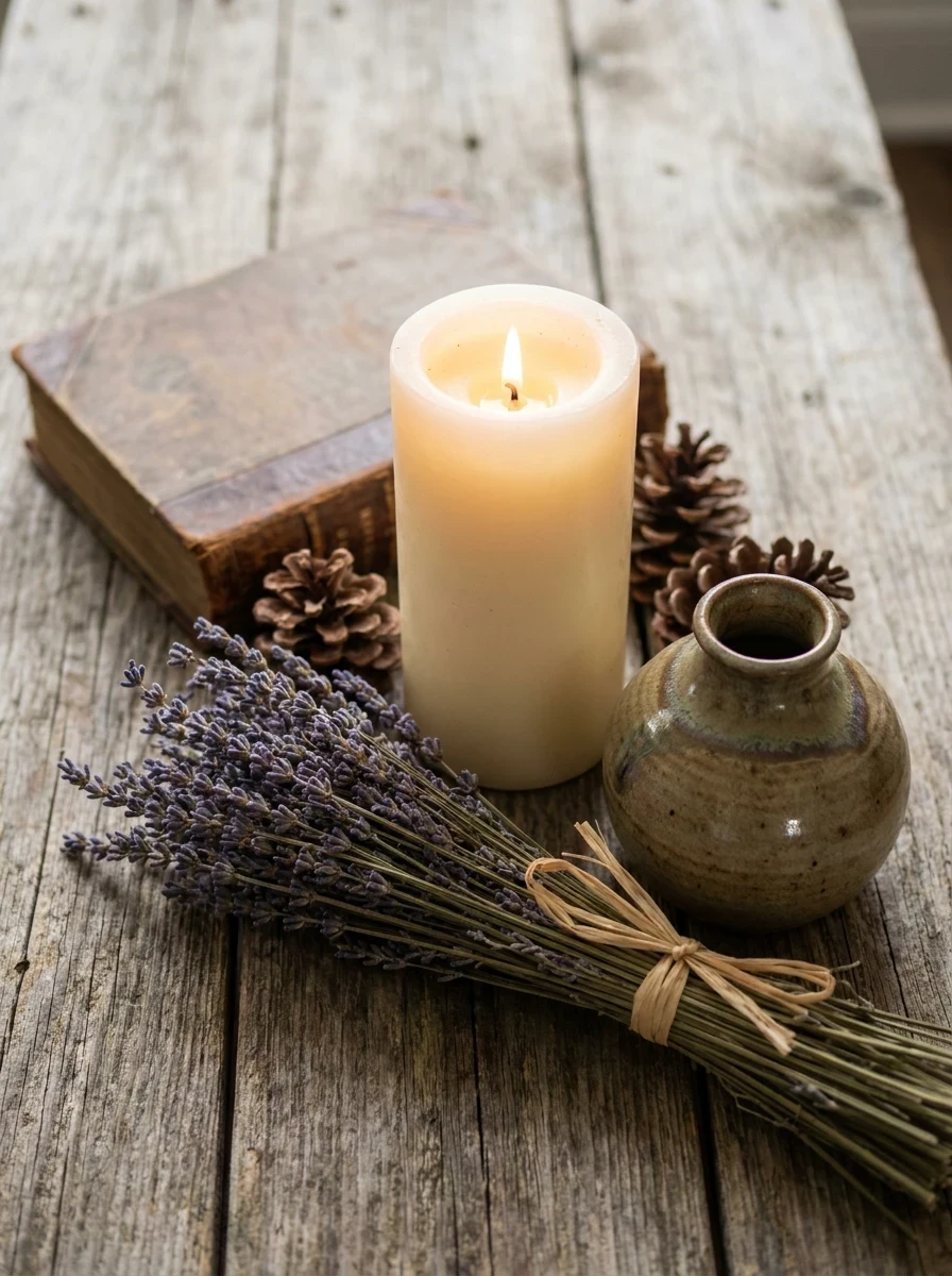 Soigner les Petits Détails : Bougies, Livres, Objets Naturels