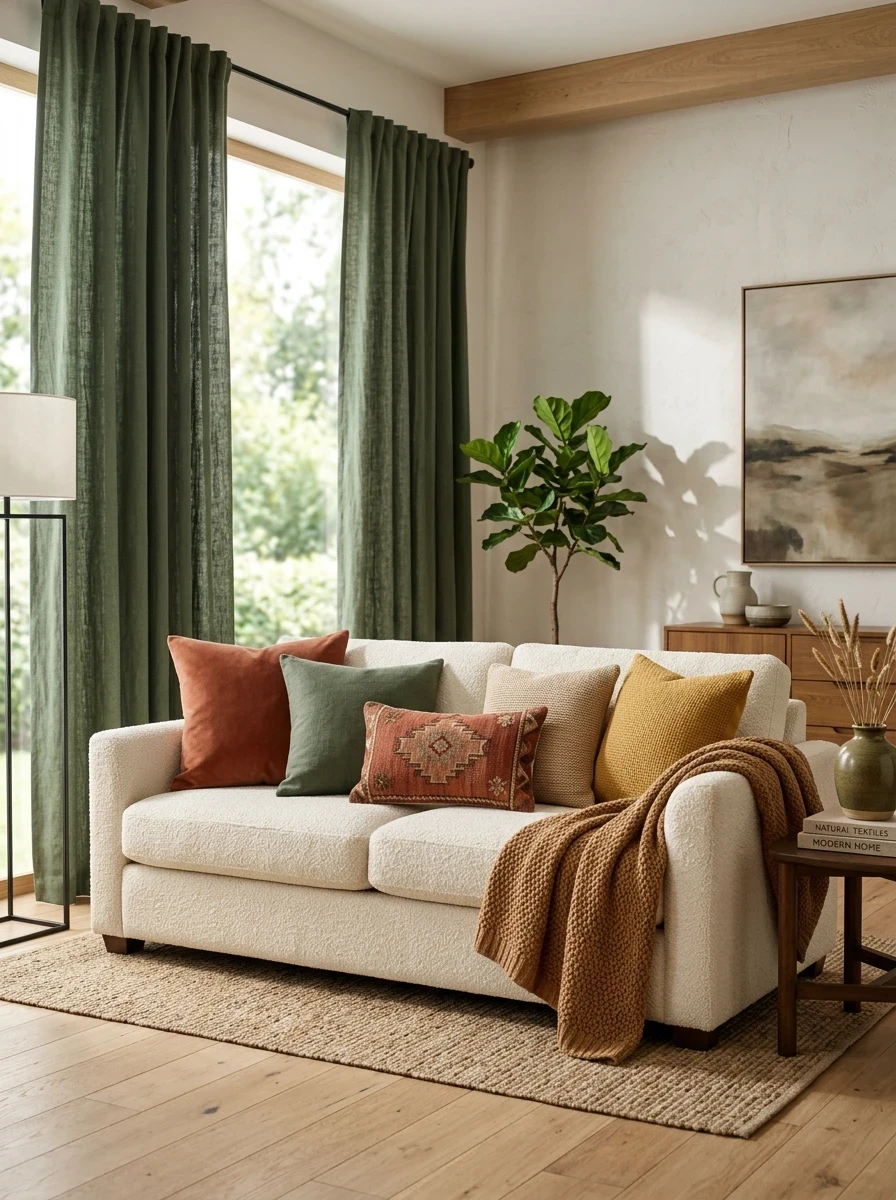 Soigner les Textiles : Coussins, Plaids et Rideaux Comme Palette Douce