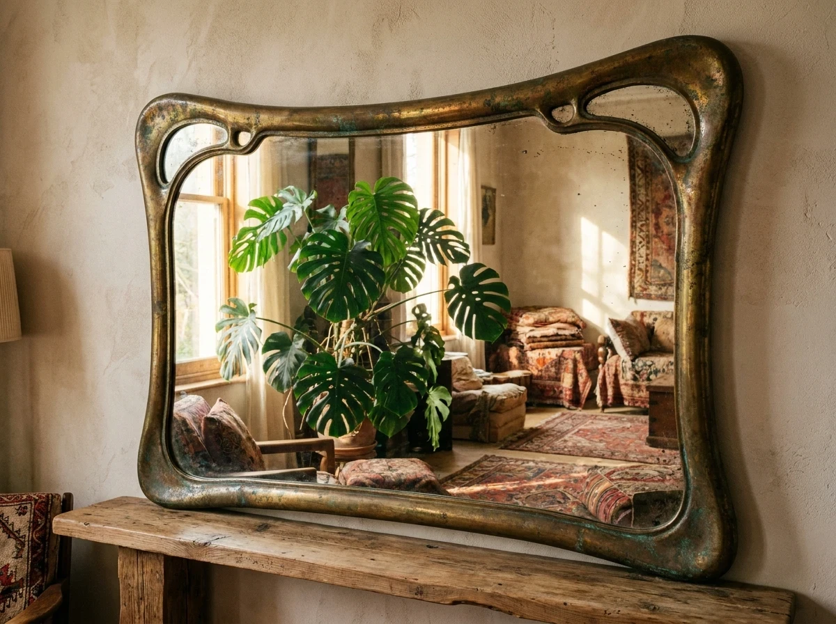 Un Grand Miroir Vintage aux Contours Irréguliers
