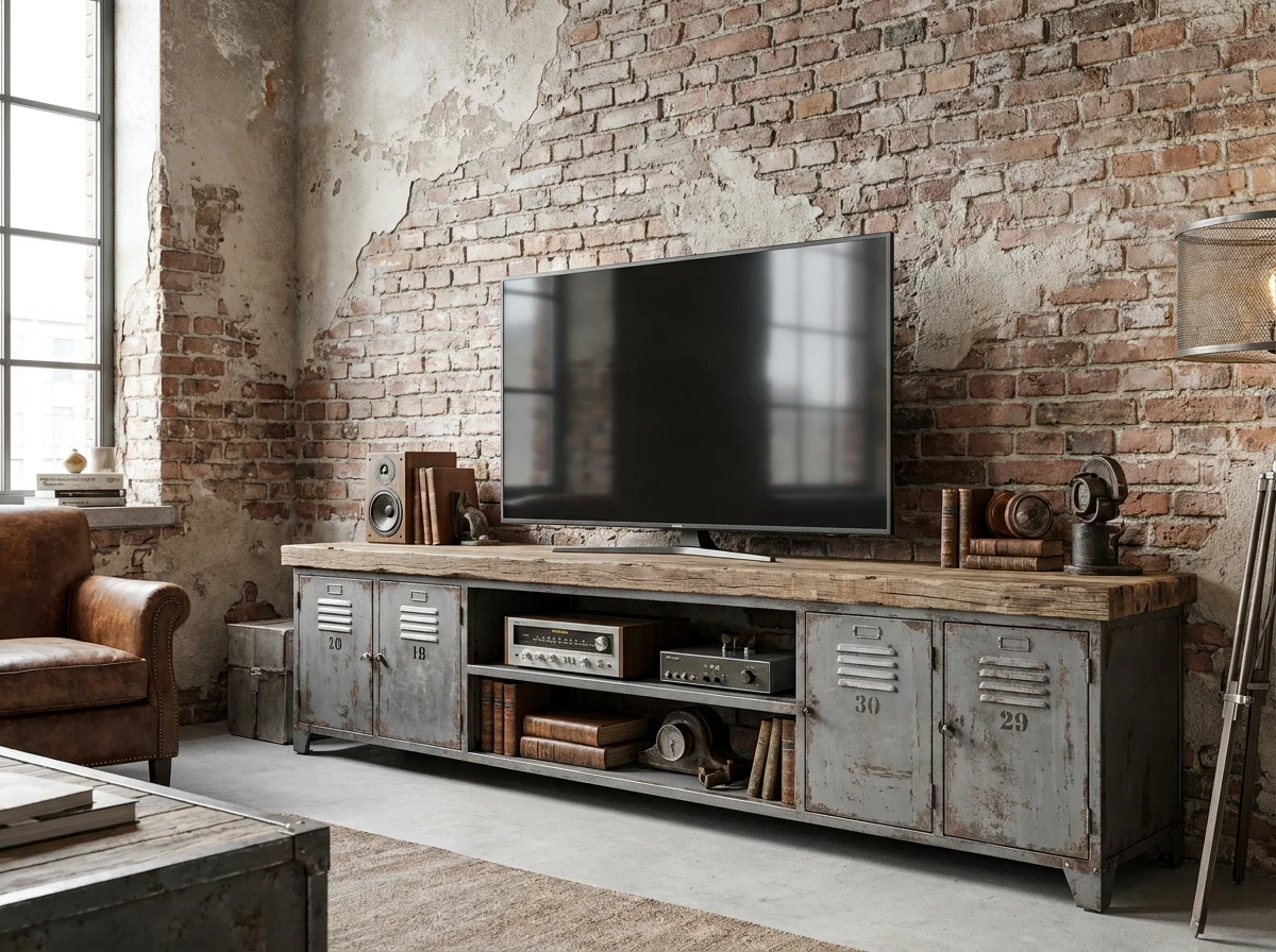 Un meuble TV bas type enfilade industrielle