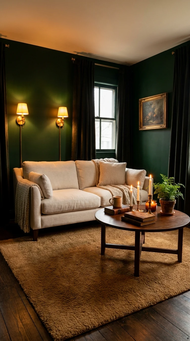 Utiliser des Couleurs Sombres pour un Petit Salon Cosy