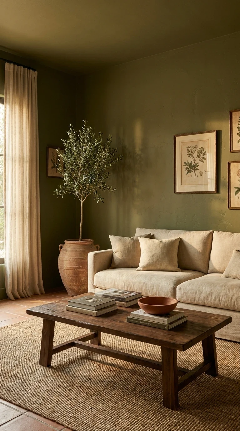 Utiliser le Vert Olive sur les Murs pour une Ambiance Terreuse