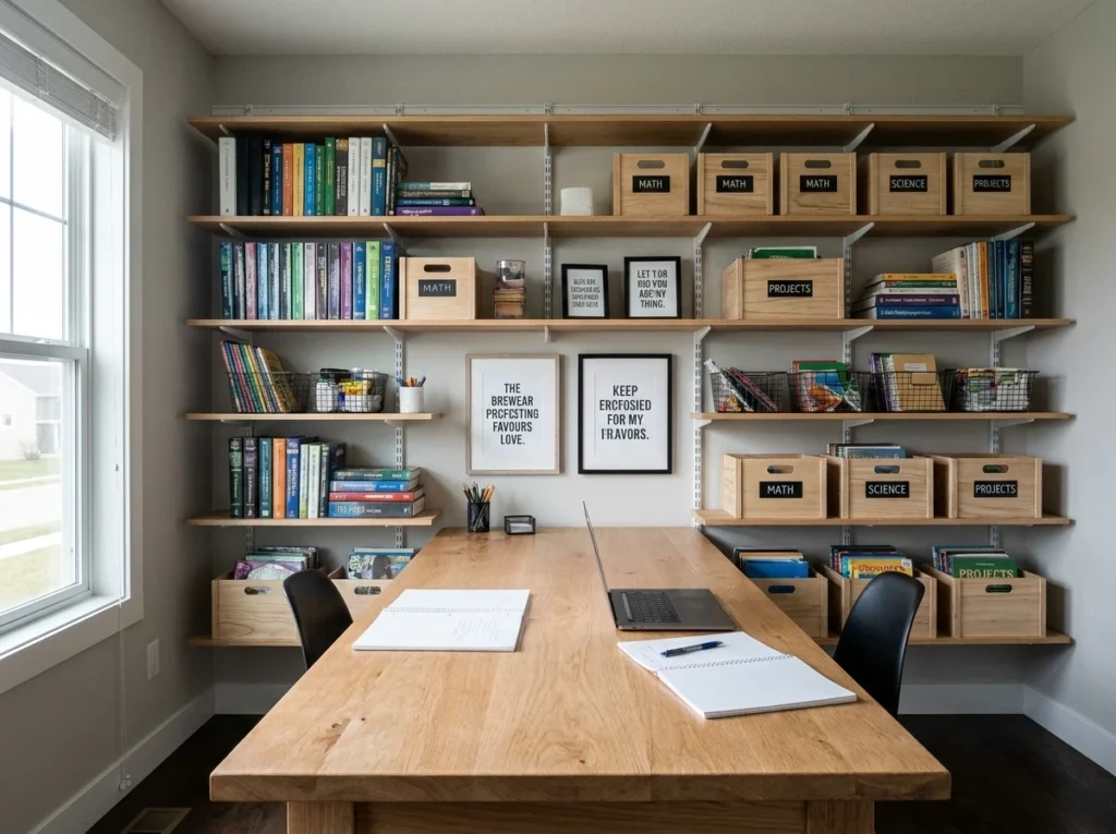 La Bibliothèque au-dessus du Bureau : Le Mur Travail Complet