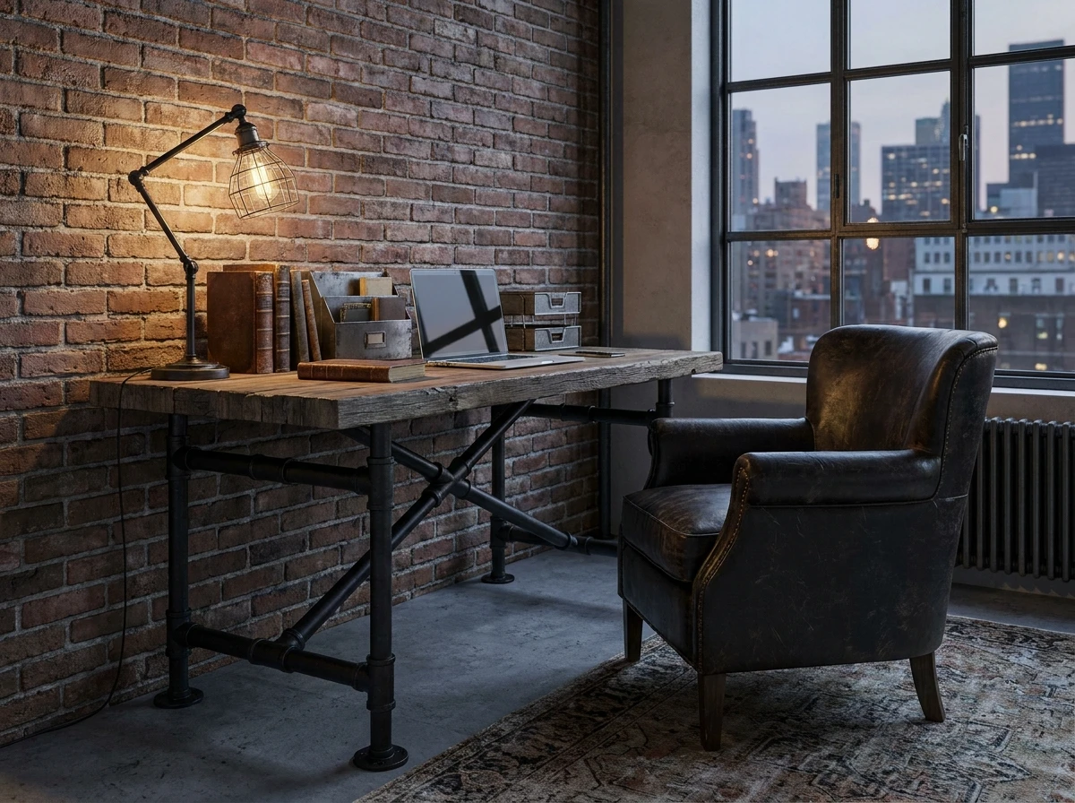 Bureau métal et bois: Style industriel