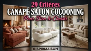 Trois canapés cocooning confortables pour salon, styles variés, conseils choix.