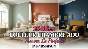 Trois chambres ado aux couleurs tendance: vert, terracotta, bleu marine.