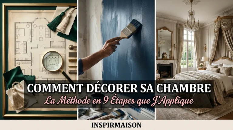 Plan de chambre, peinture murale bleue, chambre luxueuse décorée, méthode de décoration étape par étape.