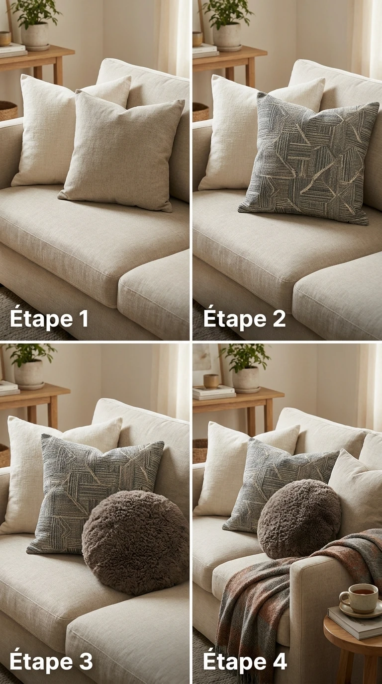 Des coussins qui ne se ressemblent pas tout à fait