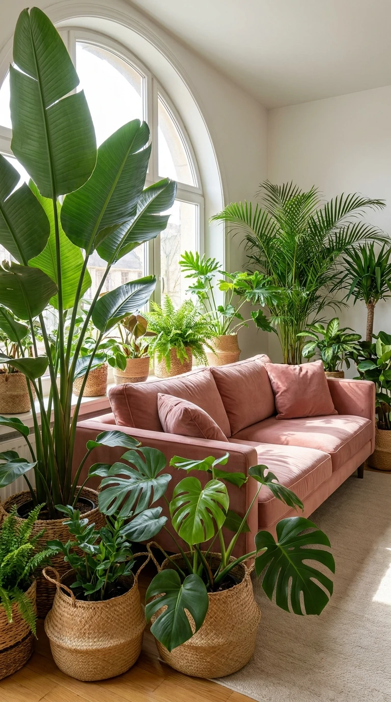 Des plantes vertes pour équilibrer le rose