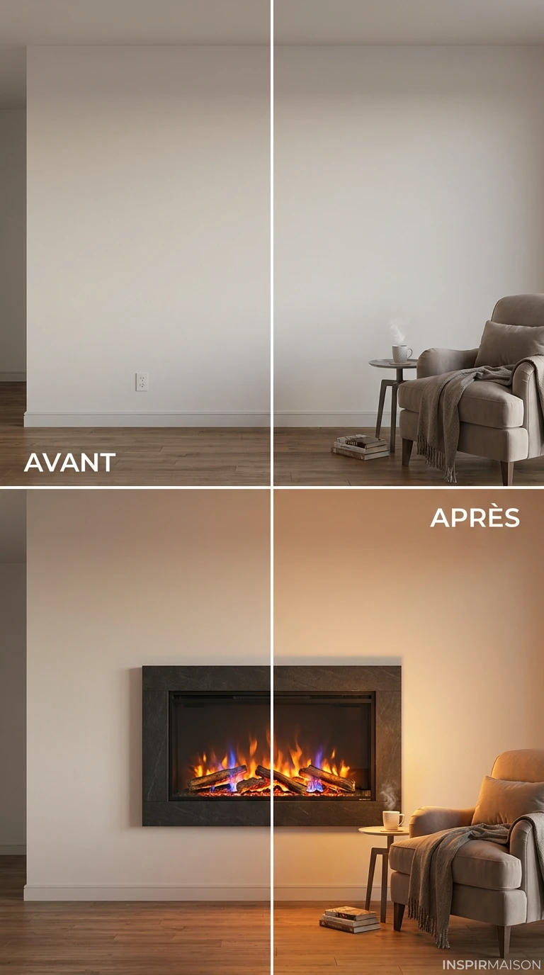 La cheminée décorative ou l'insert électrique, point focal et chaleur perçue