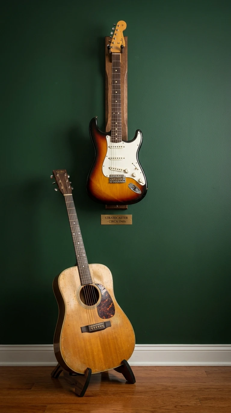 La guitare ou la basse: sur un pied ou au mur