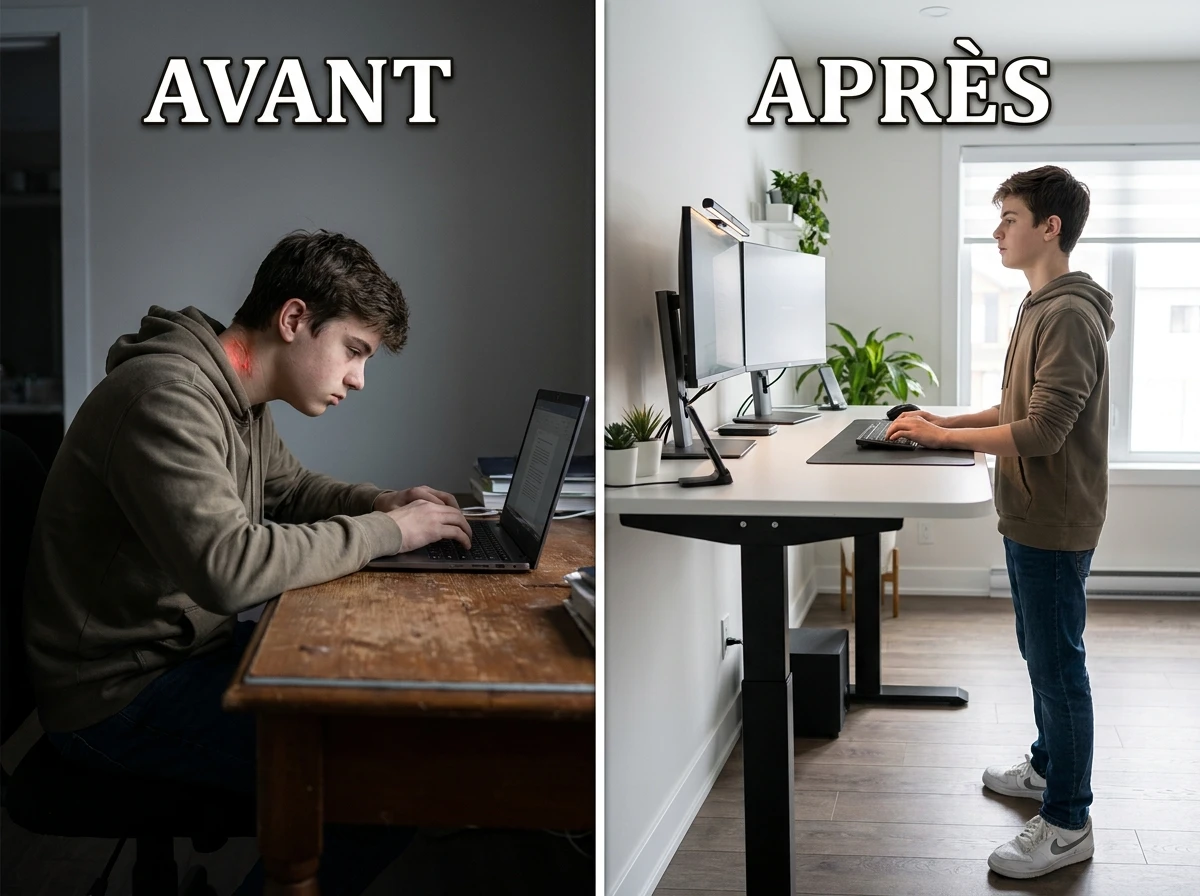 La hauteur du bureau : souvent mal réglée