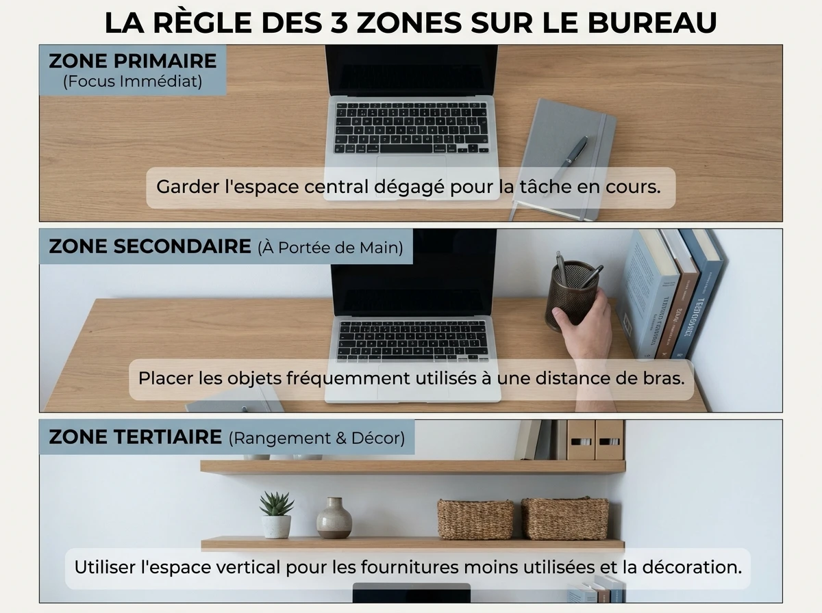 La règle des 3 zones sur le bureau