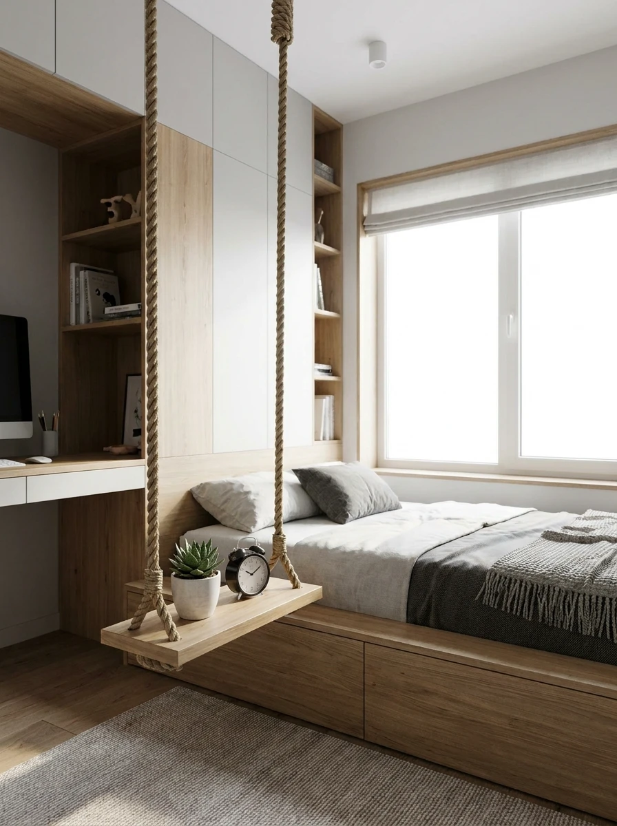 La Table de Nuit Suspendue : Gain de Place et Design