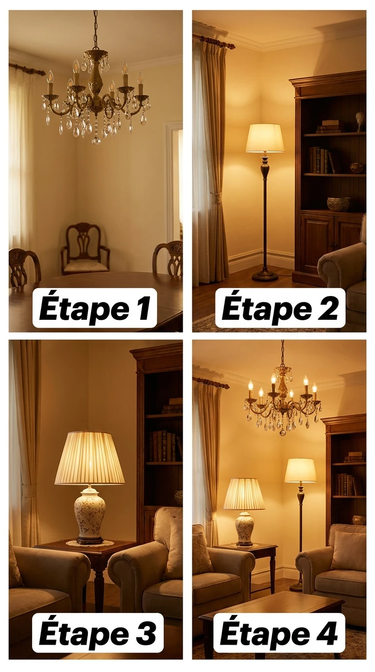 Layerez les sources lumineuses : plafond, sol et table