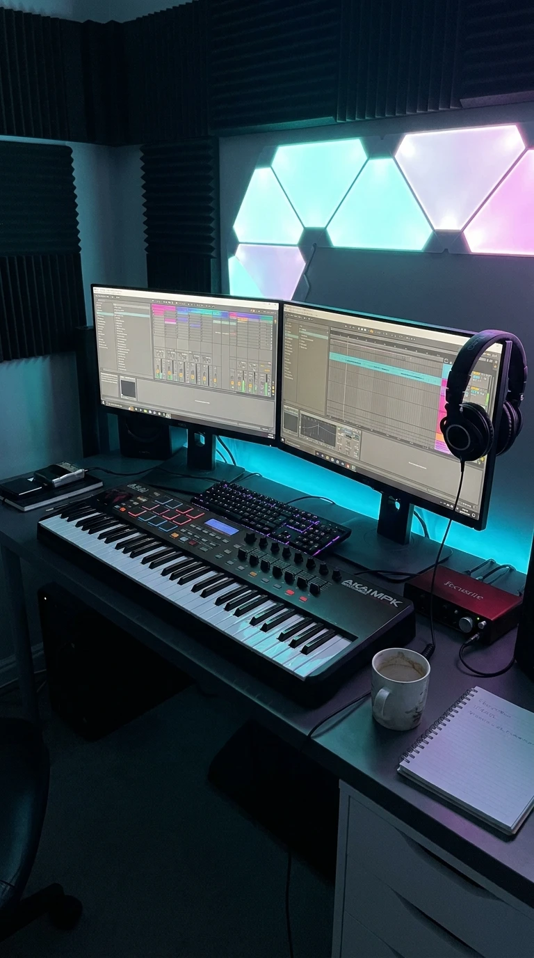 Le beatmaker / producteur: ordinateur, contrôleur MIDI, casque...