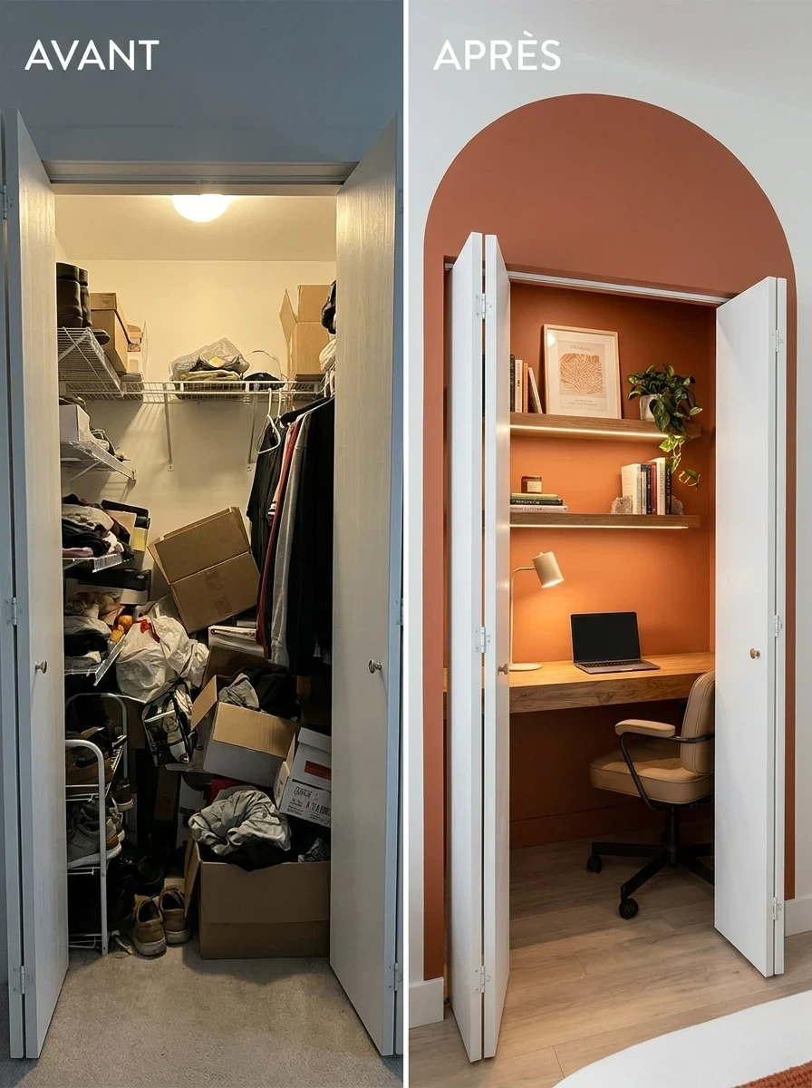 Le Bureau en Alcôve ou Placard Transformé : Zone Fermable