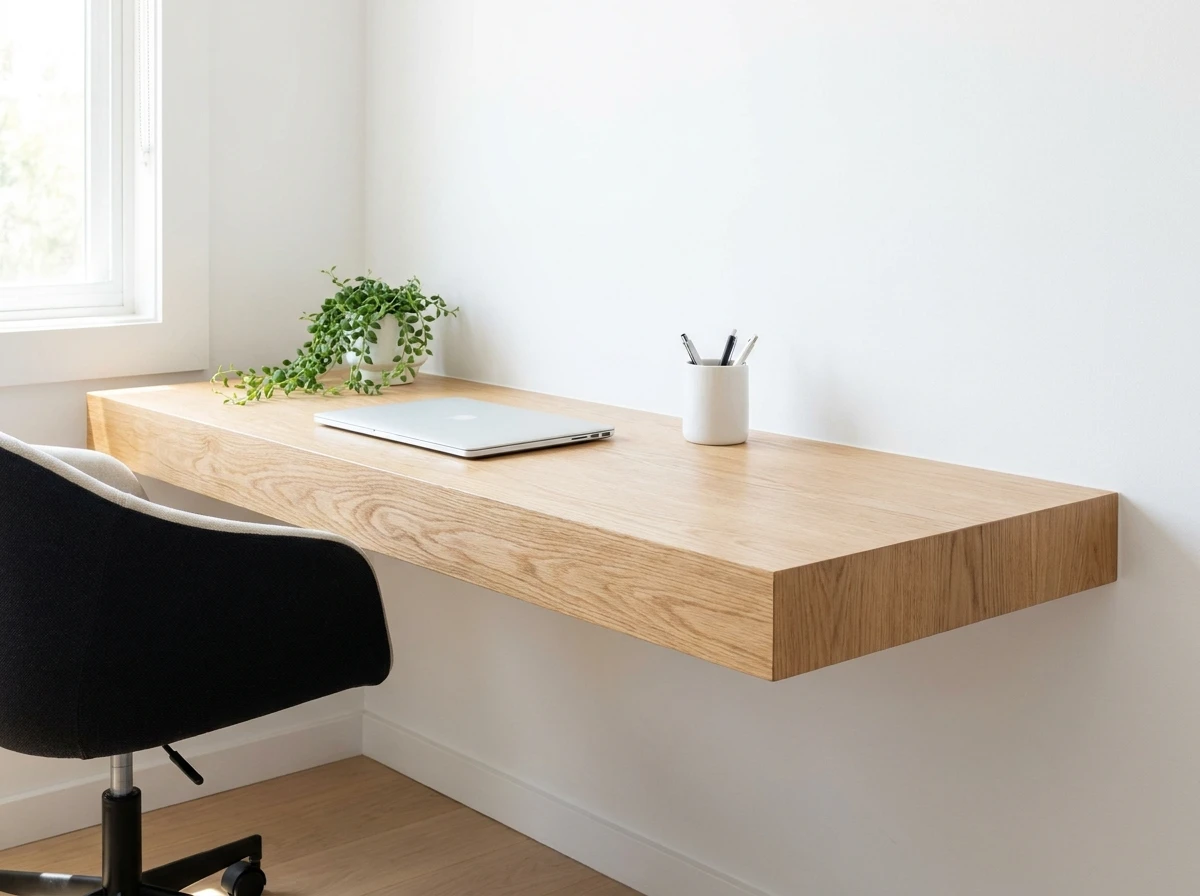 Le Bureau Flottant Mural: Minimaliste et Efficace