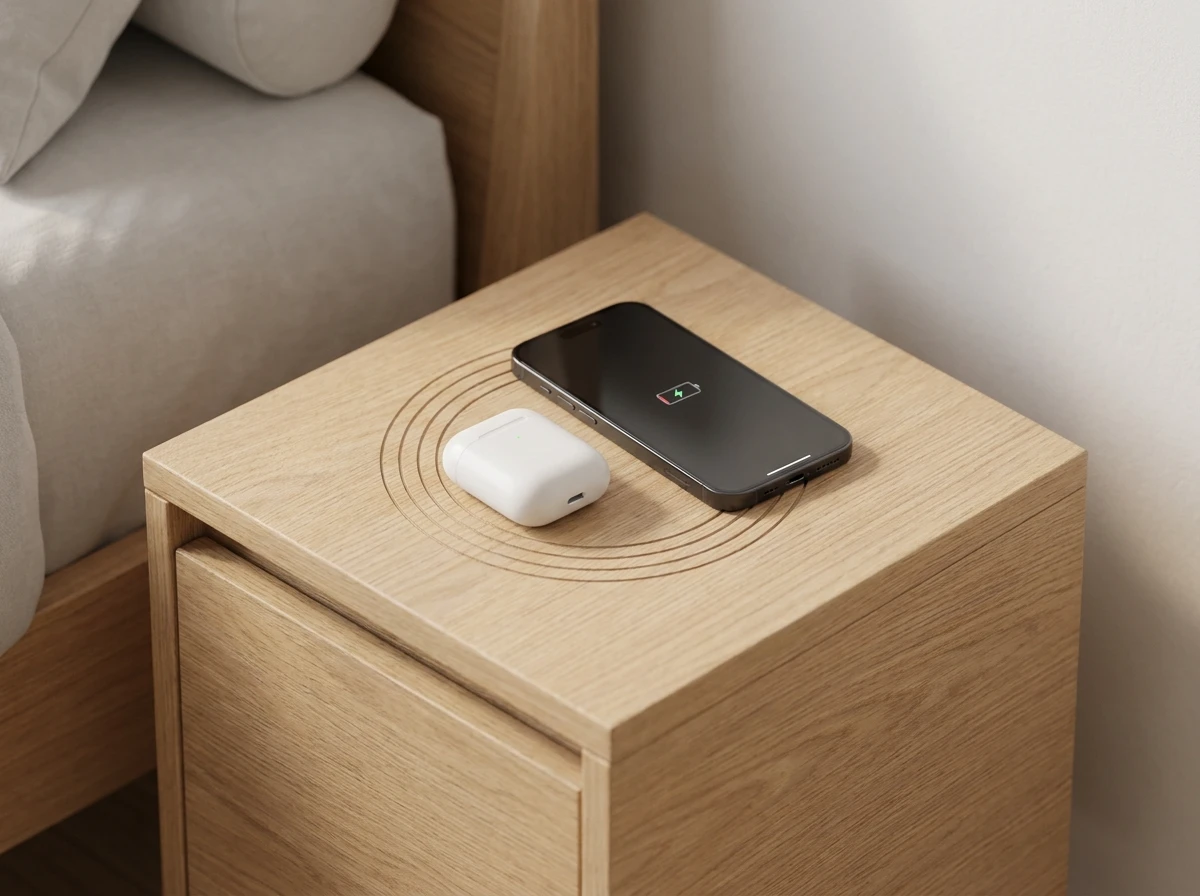Le chargeur sans fil intégré à la table de nuit