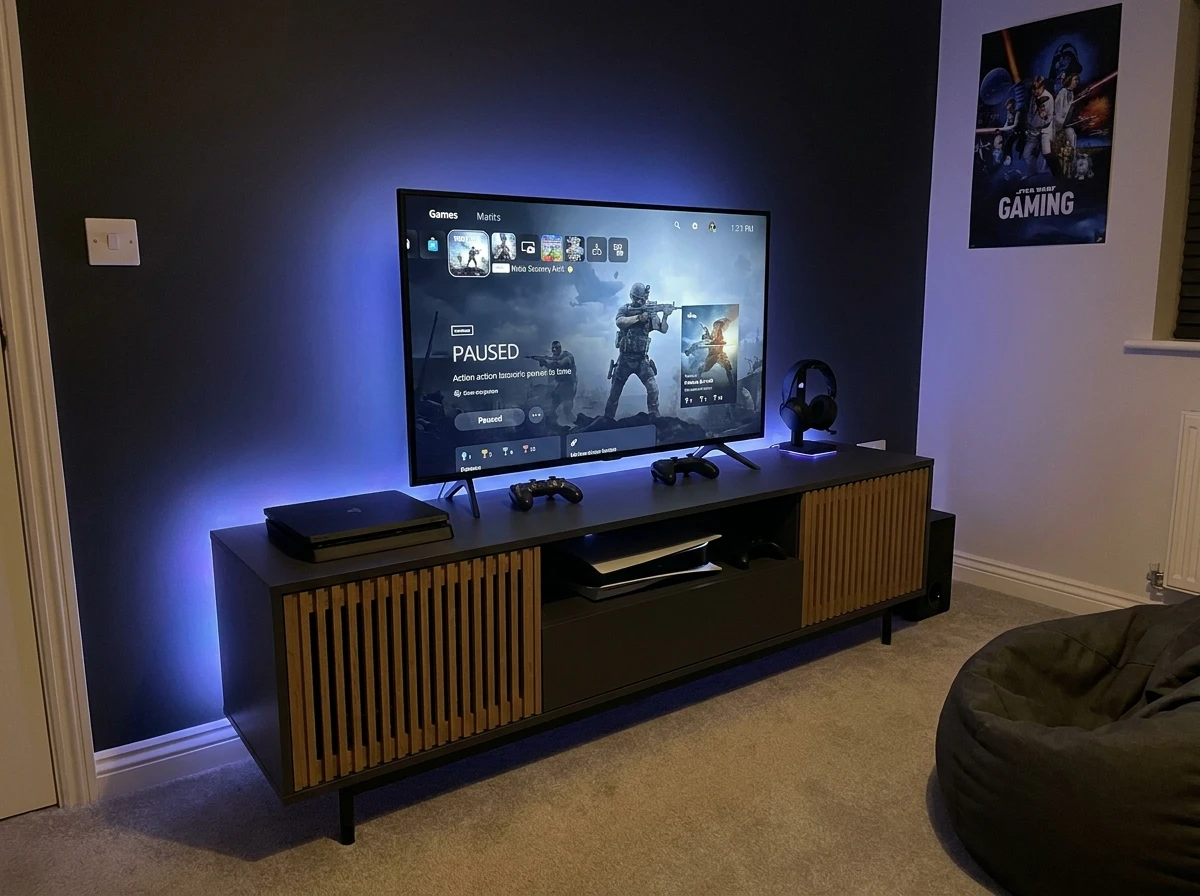 Le Meuble TV Bas et Épuré: Pour les Ados Gamers