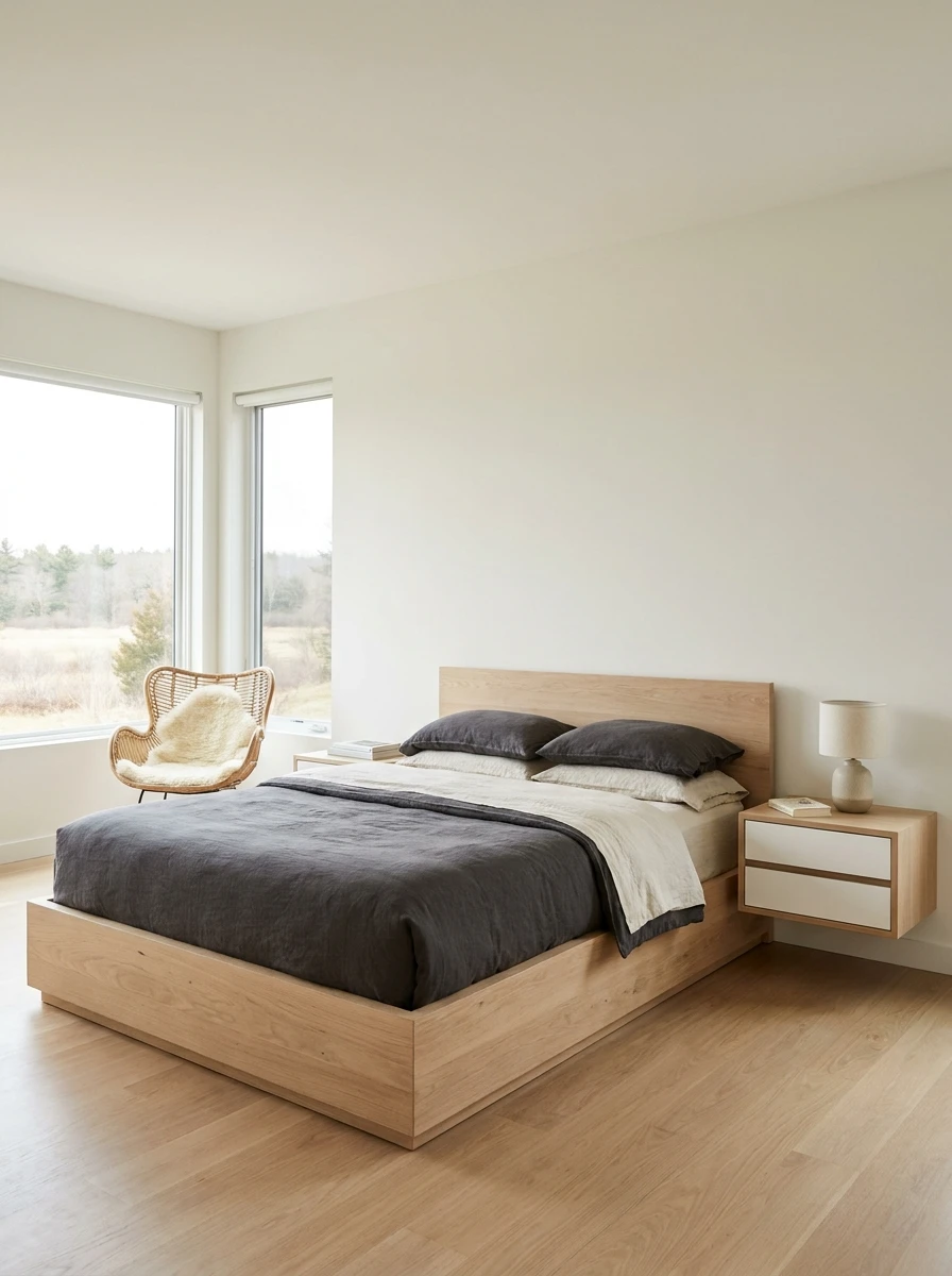 Le mobilier : bois, blanc et lignes épurées