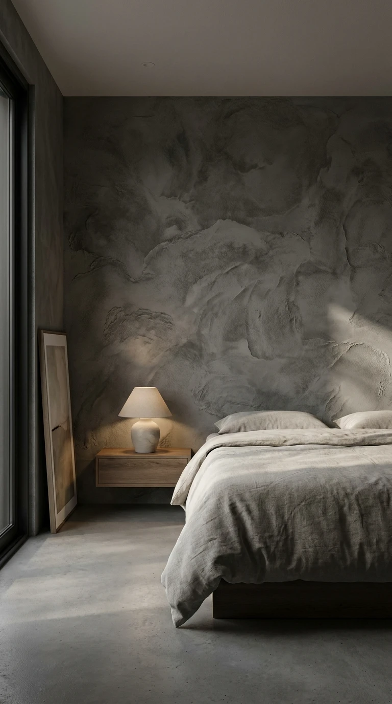 Le mur accent en enduit béton ciré ou en peinture mate profonde