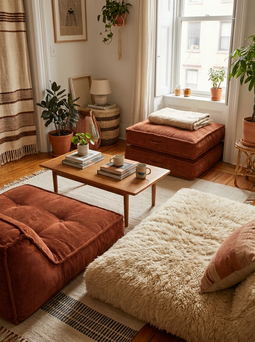 Les coussins au sol, pour gagner des assises sans perdre d'espace