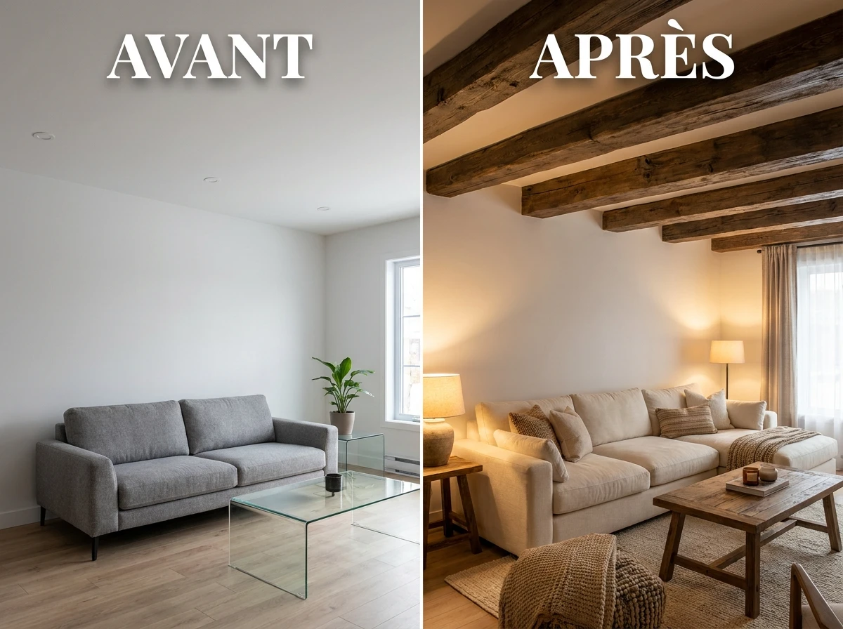 Les poutres apparentes (même si ton plafond est plat)