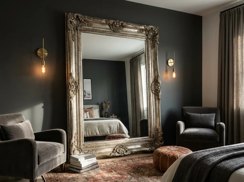 Le miroir comme pièce centrale d'un mur déco