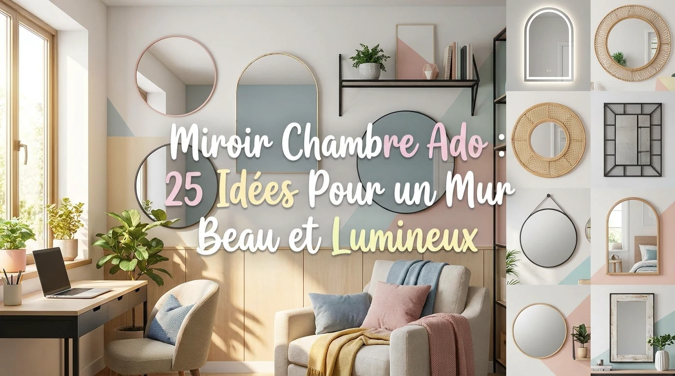 Miroirs variés pour chambre ado, idées décoration murale moderne et lumineuse.