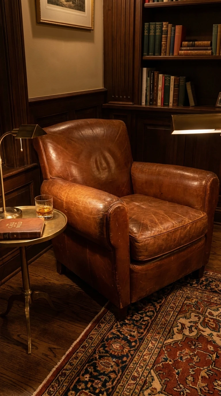 Misez sur un fauteuil club en cuir tanné naturel