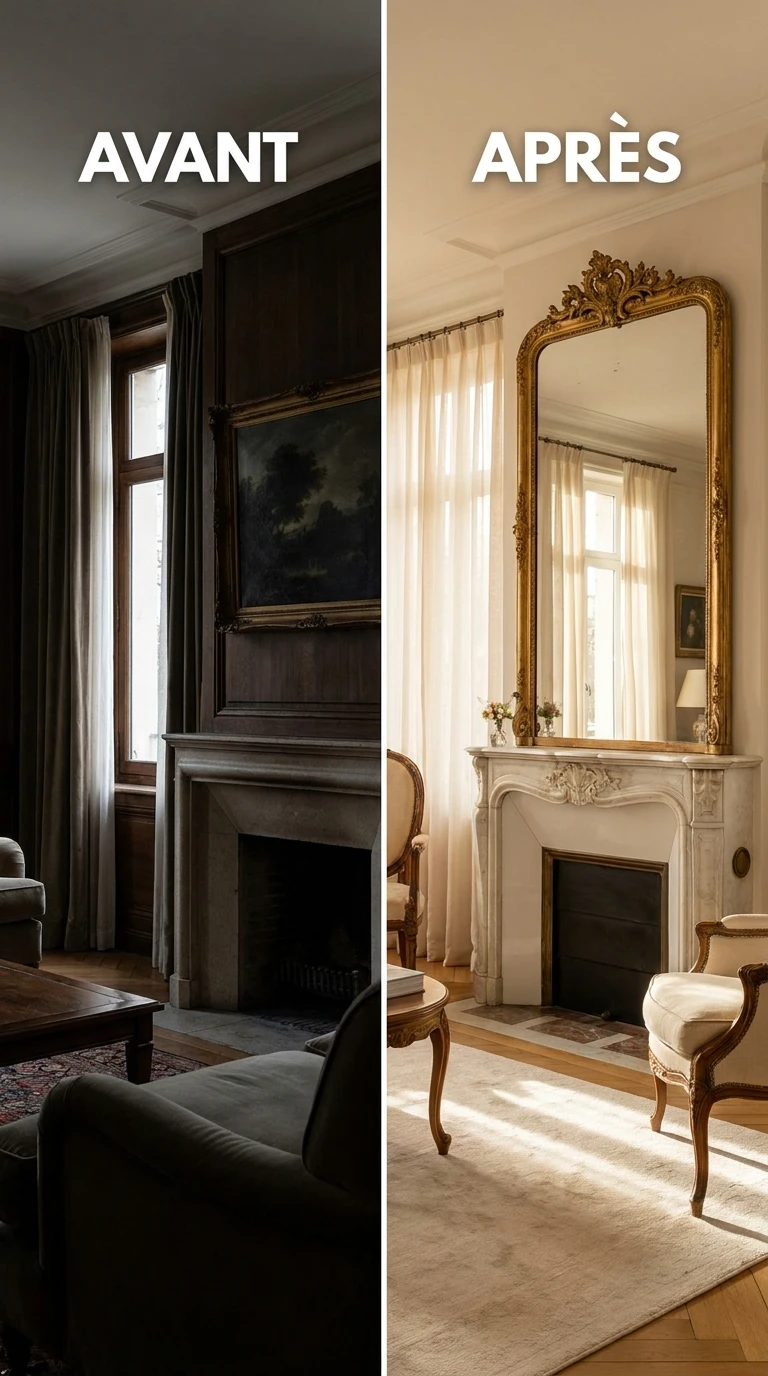 Placez des miroirs anciens pour multiplier la lumière naturelle