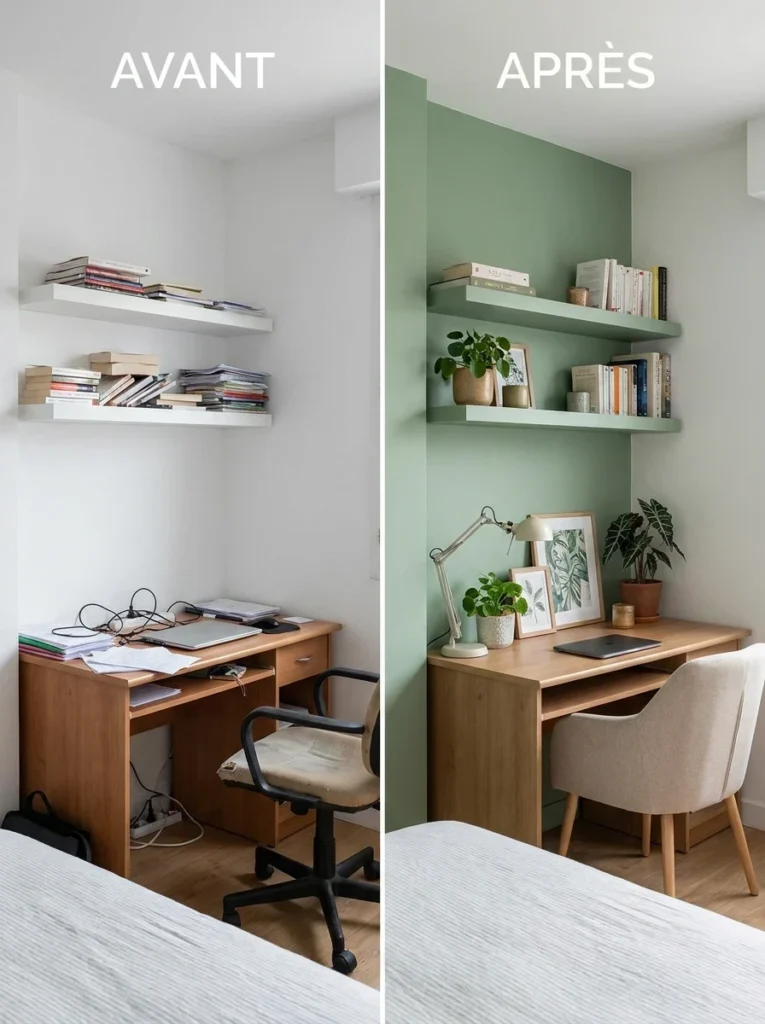 La Couleur Accent sur le Mur Bureau : Délimiter par la Couleur