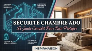 Schéma de sécurité chambre ado et chambre moderne bien protégée.