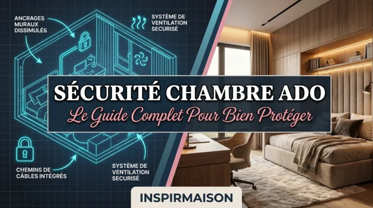 Schéma de sécurité chambre ado et chambre moderne bien protégée.