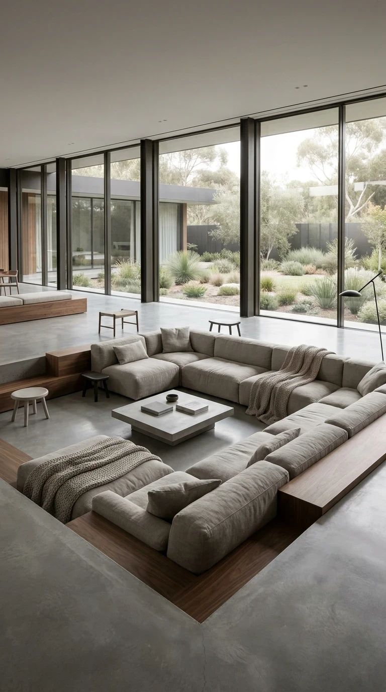 Un canapé sectionnel bas, pour un effet salon lounge
