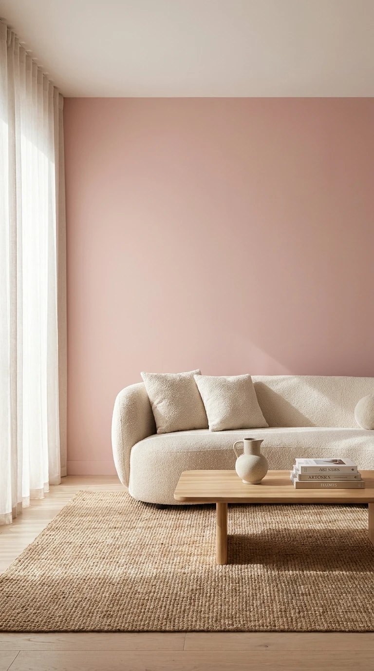 Un mur en rose poudré pour une base douce