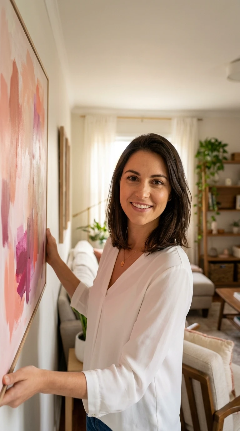 Un tableau ou une œuvre murale rose