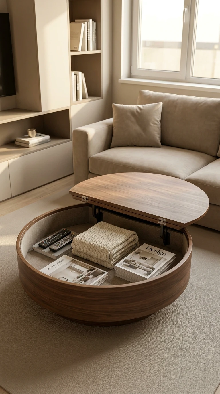 Une table basse avec rangement intégré