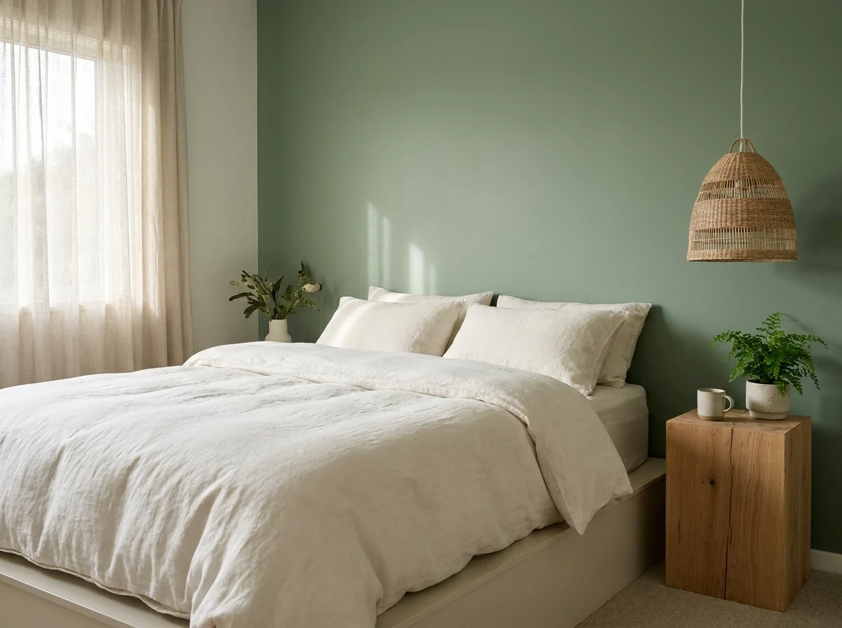Vert Sauge + Blanc Cassé + Bois Naturel