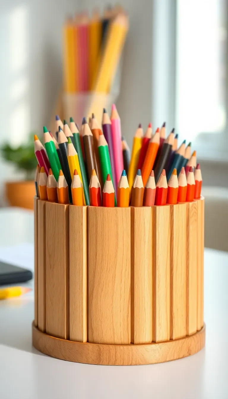 Ajoute un pot à crayons rotatif pour un accès rapide