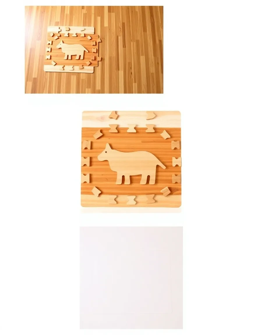 Ajoute un tapis puzzle avec des animaux cachés