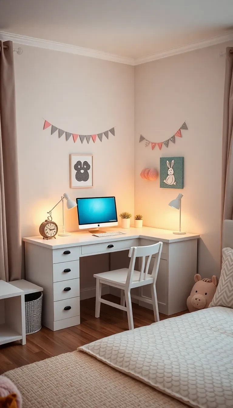 Crée un coin bureau compact dans un angle