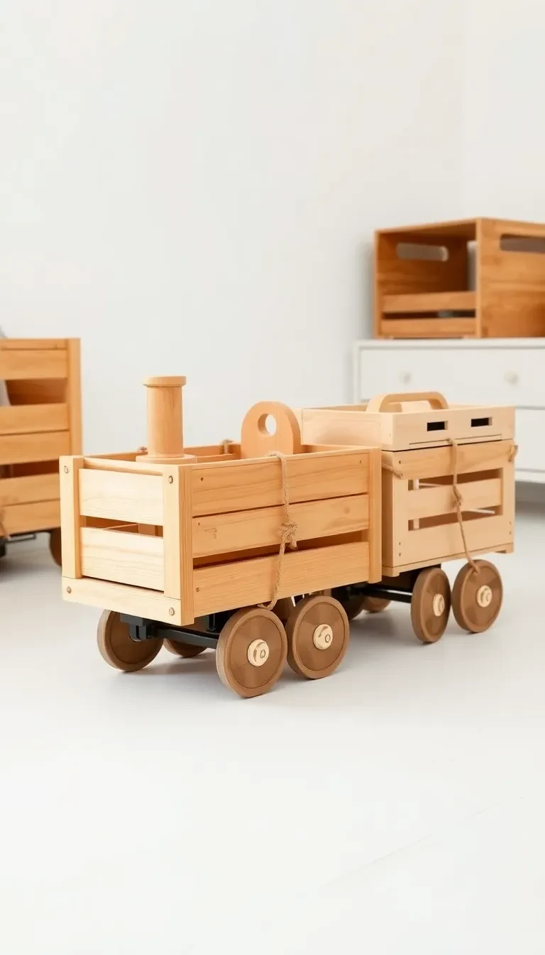 Crée un train de coffres à jouets sur roulettes