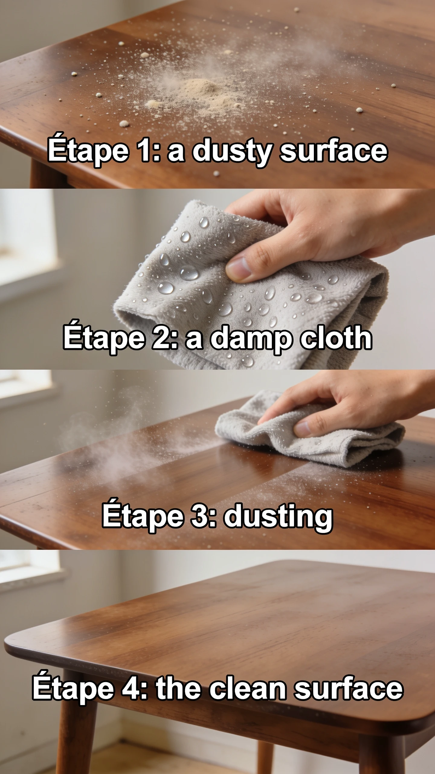 Dépoussiérer avec un chiffon humide, jamais un plumeau sec