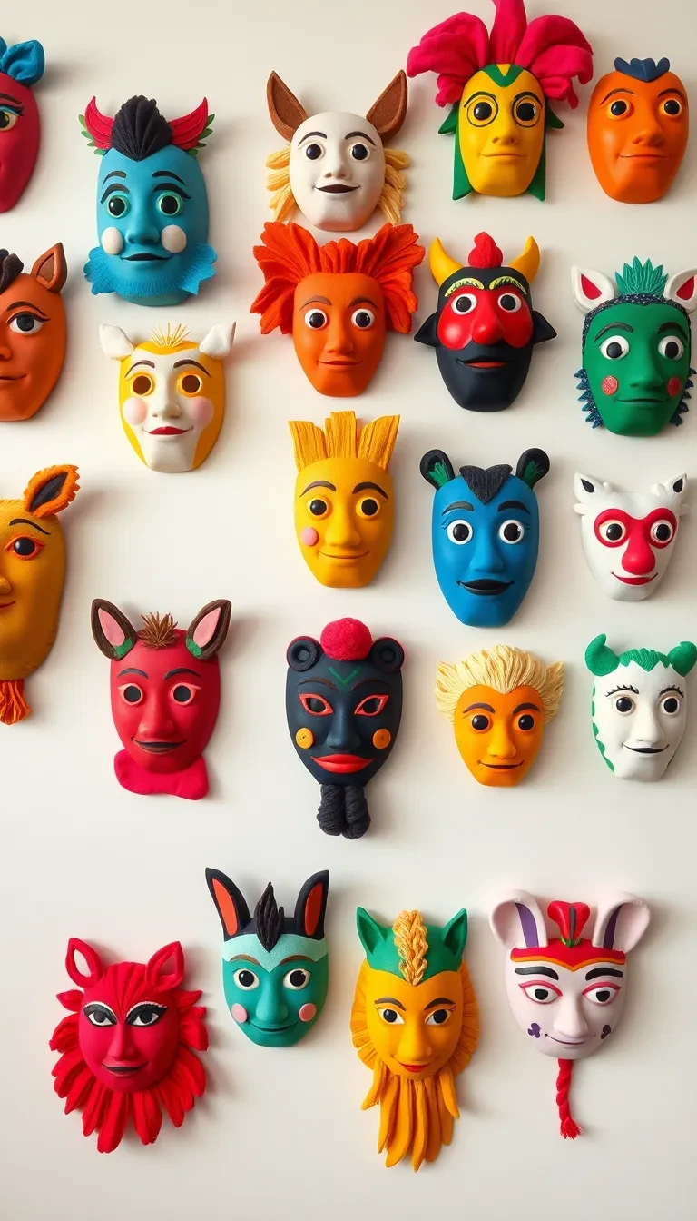Détourne des masques en déco murale suspendue
