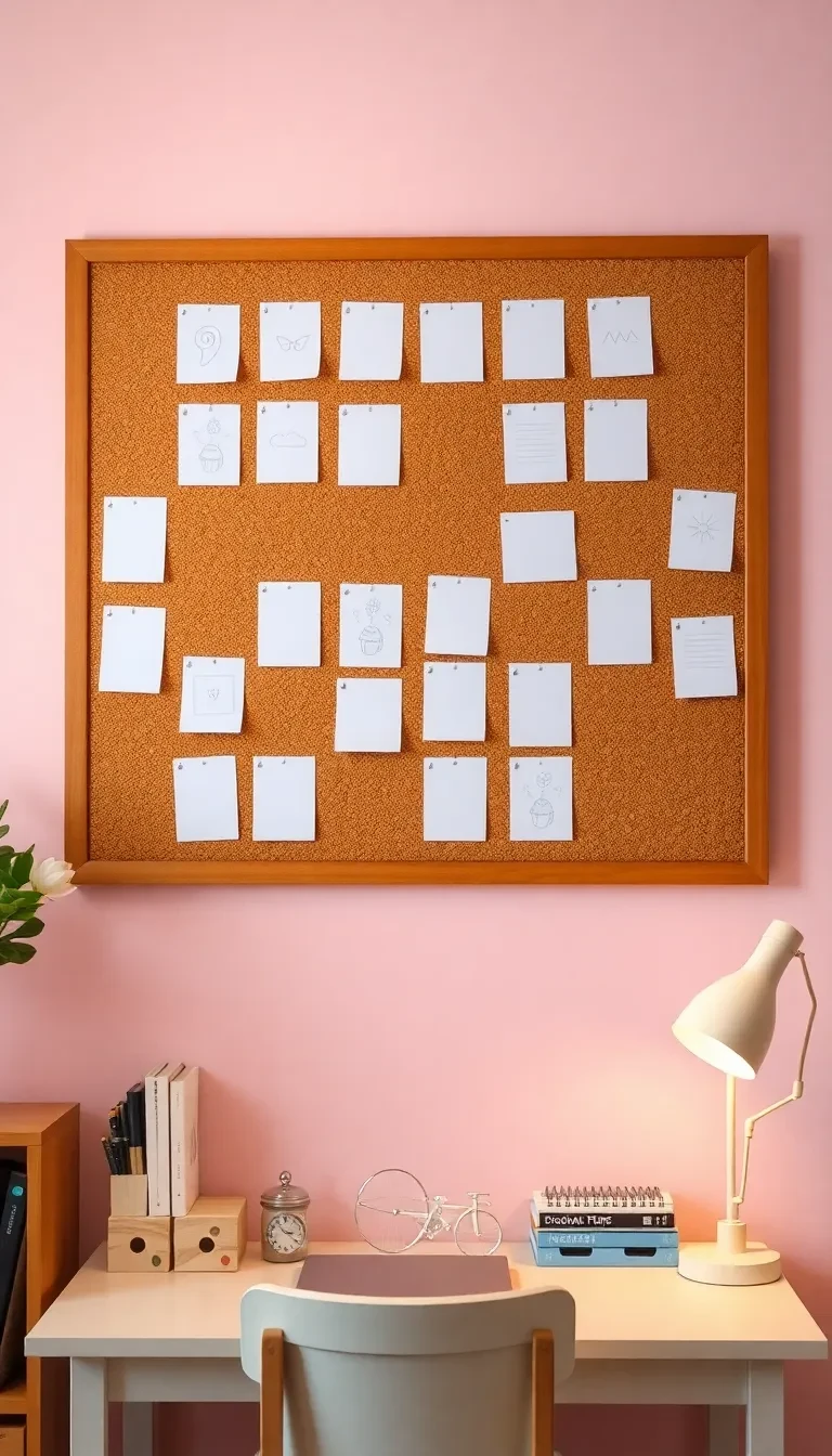 Installe un tableau en liège ou magnétique au-dessus du bureau